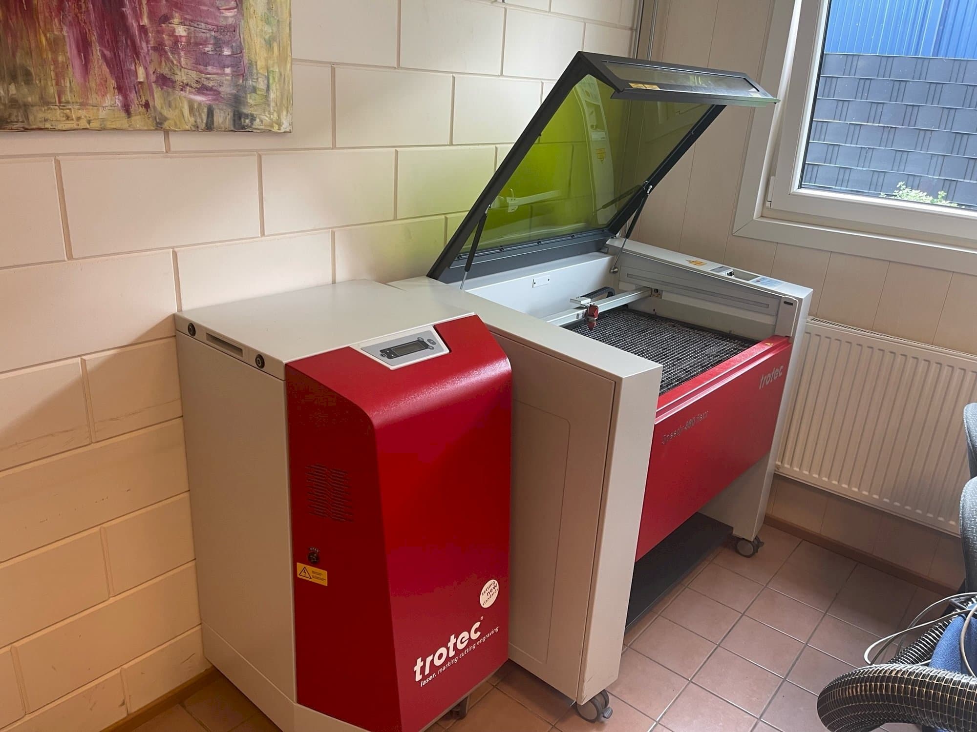 Vista frontal de la máquina Trotec Speedy 360 flexx