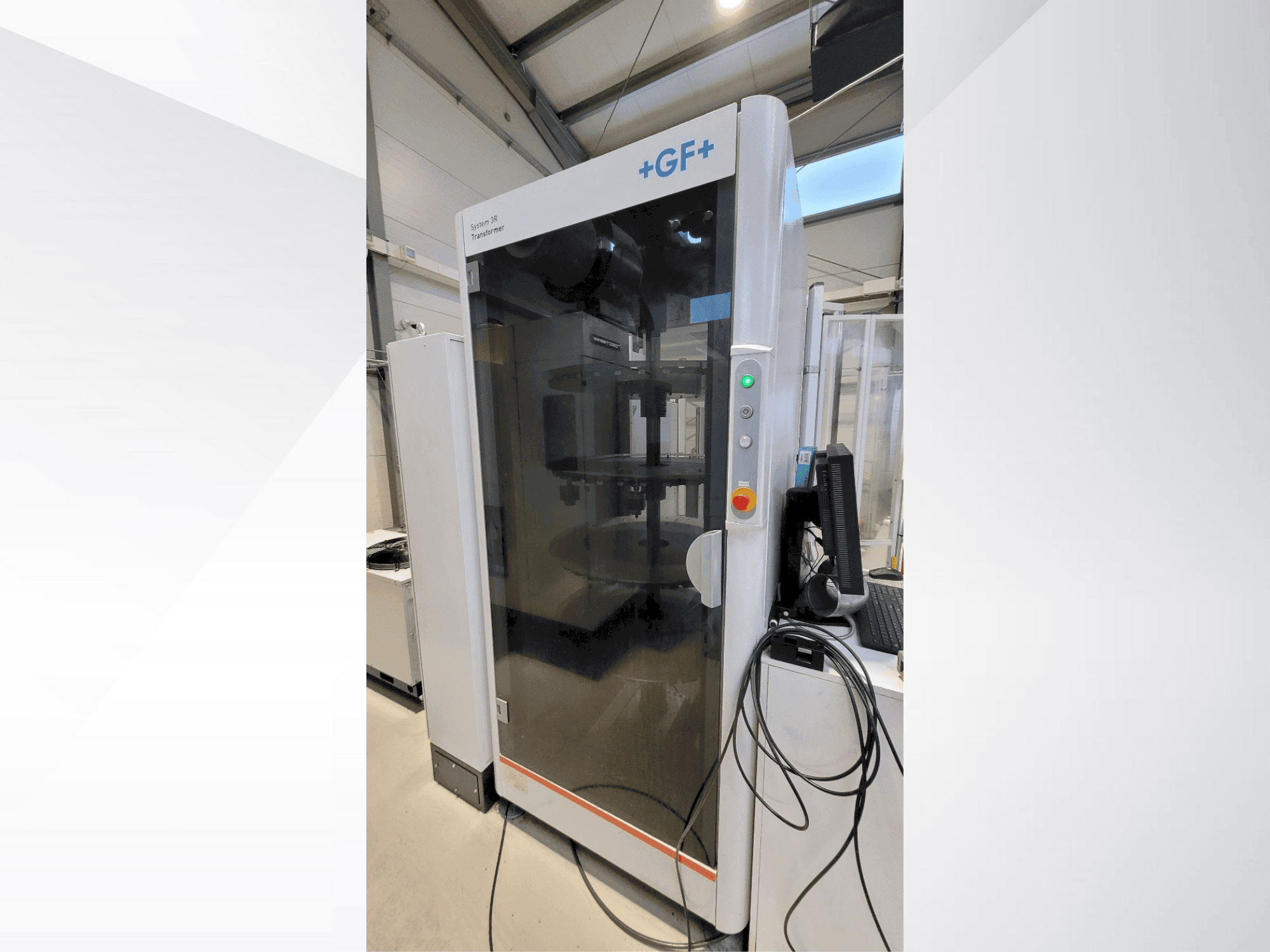 Front view of +GF+ System 3R transformer machine